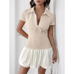 Textured Knit Bubble Hem Mini Dress